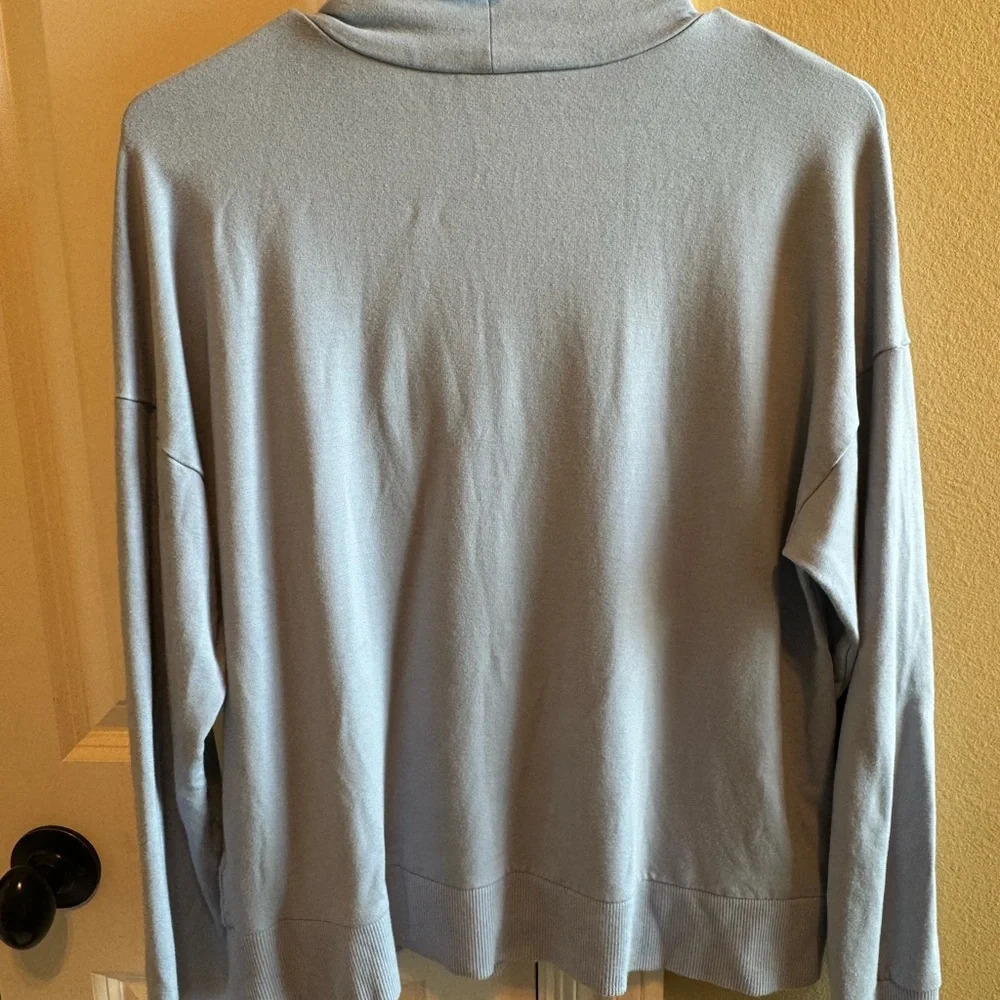 Banana Republic Light Blue Ruche Neck Sweater Sweatshirt Sz Large - Picture 8 of 10